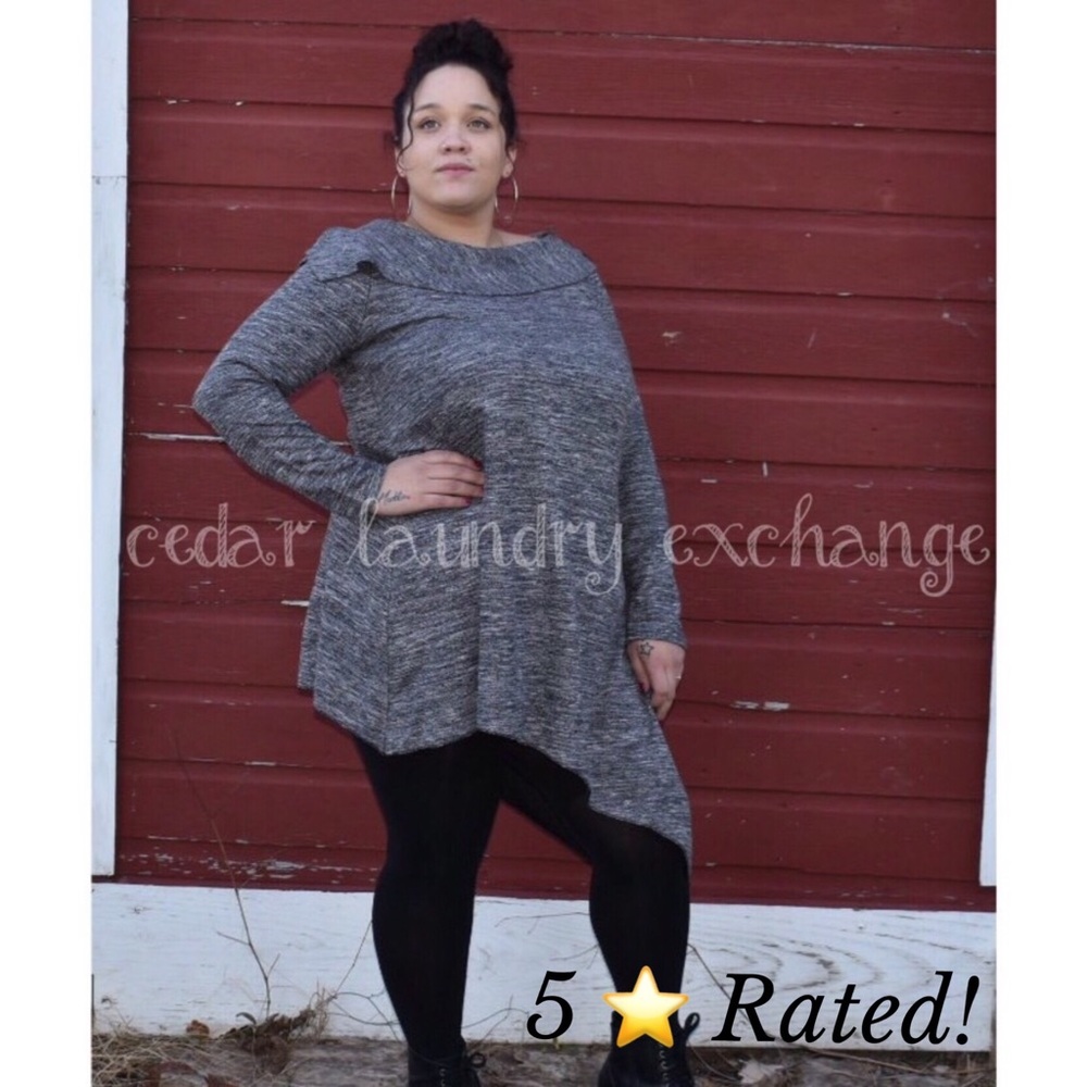 Gray Asymmetrical Plus Size Tunic - 5 Star Rated - Picture 1 of 8